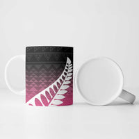 Pink Silver Fern Spirit Taniko Tukutuku Personalised Ceramic Mug - Polynesian Pride