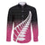 Pink Silver Fern Spirit Taniko Tukutuku Personalised Family Matching Mermaid Dress and Hawaiian Shirt