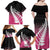 Pink Silver Fern Spirit Taniko Tukutuku Personalised Family Matching Off Shoulder Maxi Dress and Hawaiian Shirt