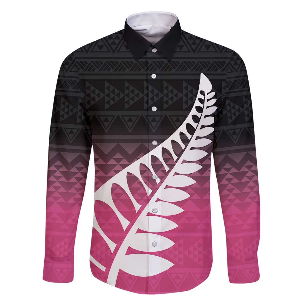 Pink Silver Fern Spirit Taniko Tukutuku Personalised Family Matching Puletasi and Hawaiian Shirt