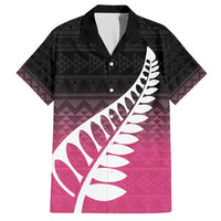 Pink Silver Fern Spirit Taniko Tukutuku Personalised Family Matching Short Sleeve Bodycon Dress and Hawaiian Shirt LT9 Dad's Shirt - Short Sleeve Pink - Polynesian Pride