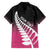 Pink Silver Fern Spirit Taniko Tukutuku Personalised Family Matching Short Sleeve Bodycon Dress and Hawaiian Shirt