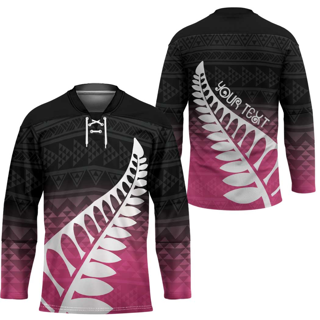 Pink Silver Fern Spirit Taniko Tukutuku Personalised Hockey Jersey - Polynesian Pride