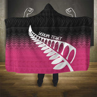 Pink Silver Fern Spirit Taniko Tukutuku Personalised Hooded Blanket