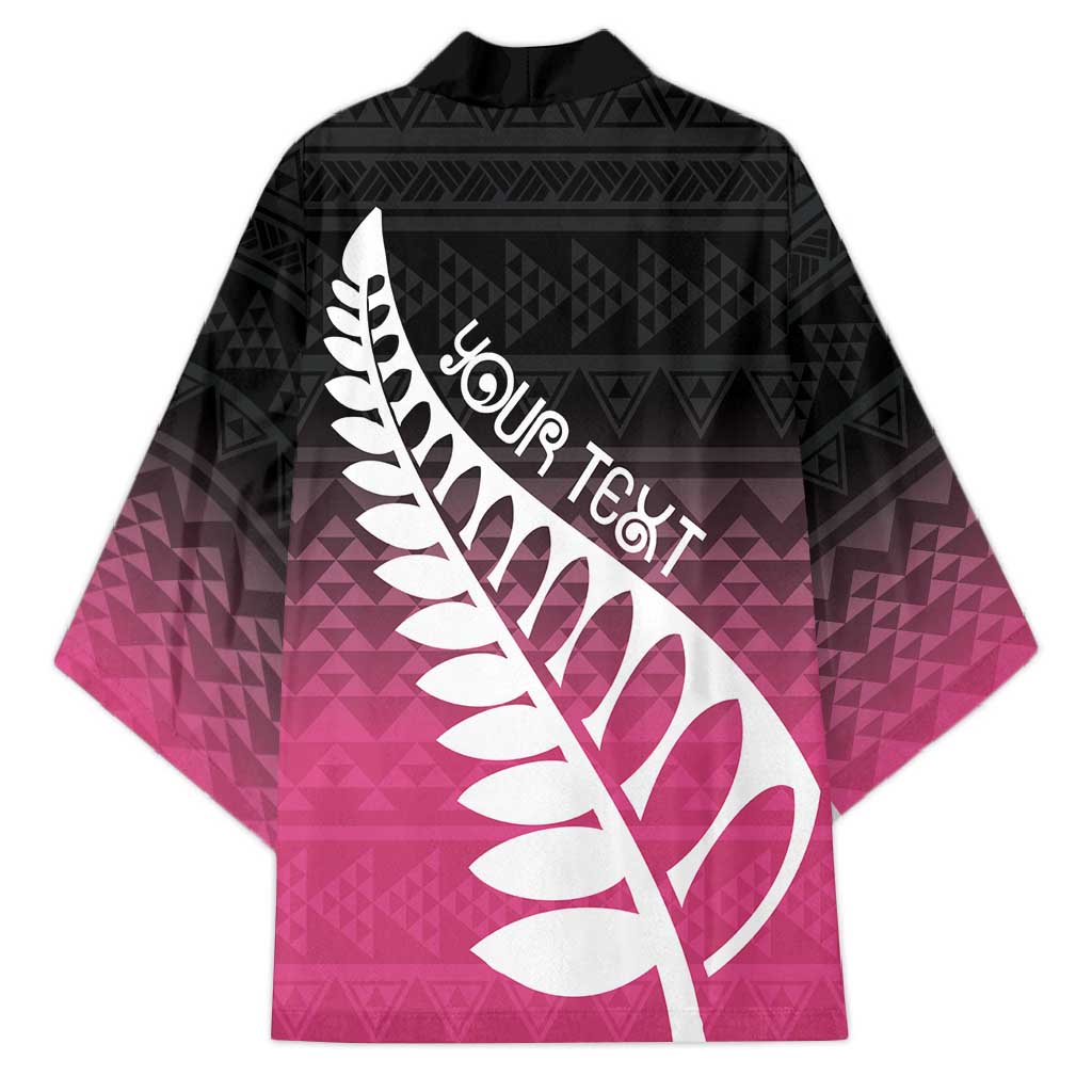Pink Silver Fern Spirit Taniko Tukutuku Personalised Kimono - Polynesian Pride