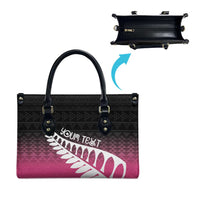 Pink Silver Fern Spirit Taniko Tukutuku Personalised Leather Bag - Polynesian Pride