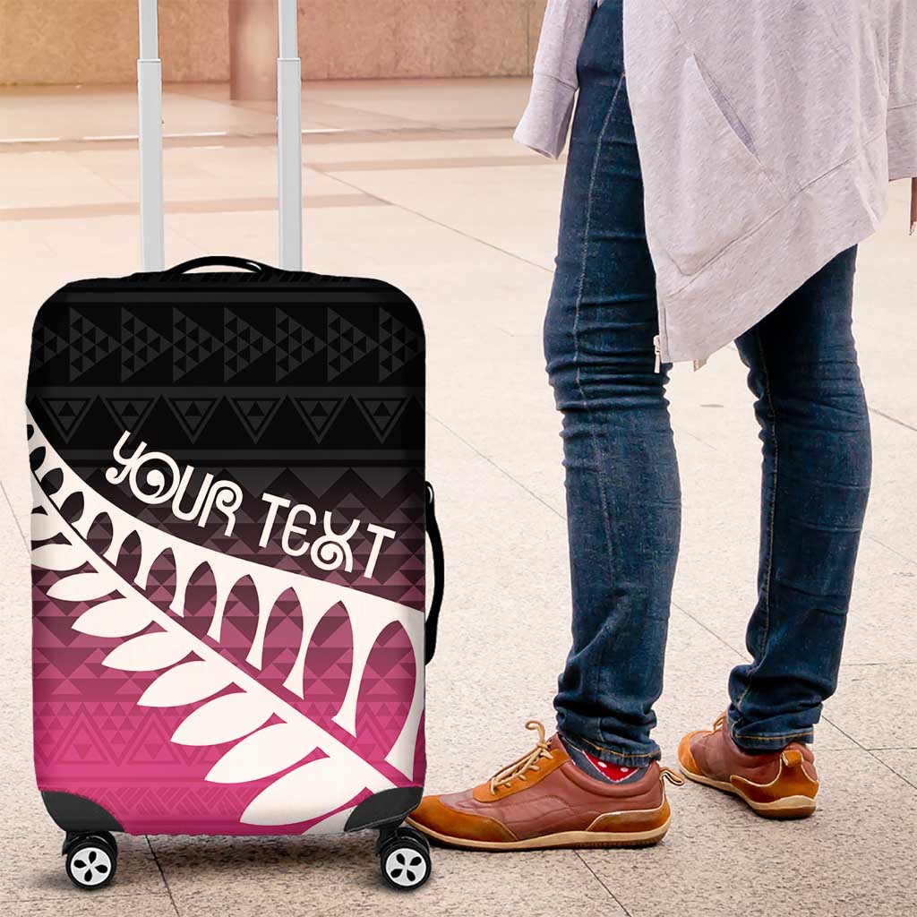 Pink Silver Fern Spirit Taniko Tukutuku Personalised Luggage Cover LT9 Pink - Polynesian Pride