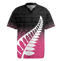 Pink Silver Fern Spirit Taniko Tukutuku Personalised Rugby Jersey