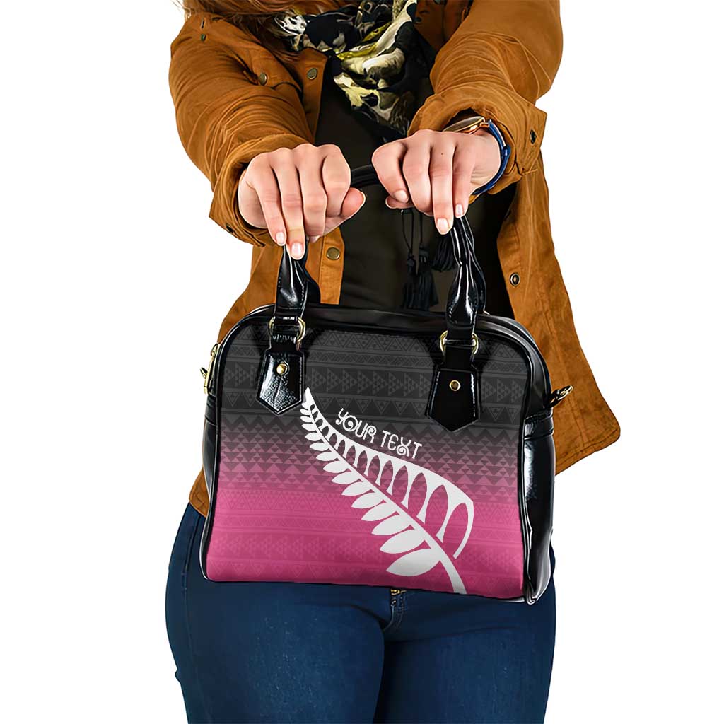 Pink Silver Fern Spirit Taniko Tukutuku Personalised Shoulder Handbag LT9 One Size Pink - Polynesian Pride