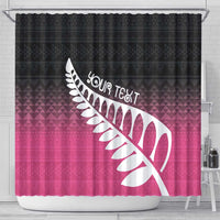 Pink Silver Fern Spirit Taniko Tukutuku Personalised Shower Curtain LT9 - Polynesian Pride