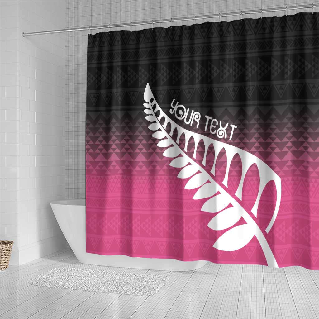 Pink Silver Fern Spirit Taniko Tukutuku Personalised Shower Curtain LT9 - Polynesian Pride
