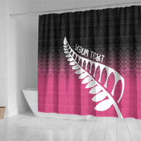 Pink Silver Fern Spirit Taniko Tukutuku Personalised Shower Curtain LT9 - Polynesian Pride