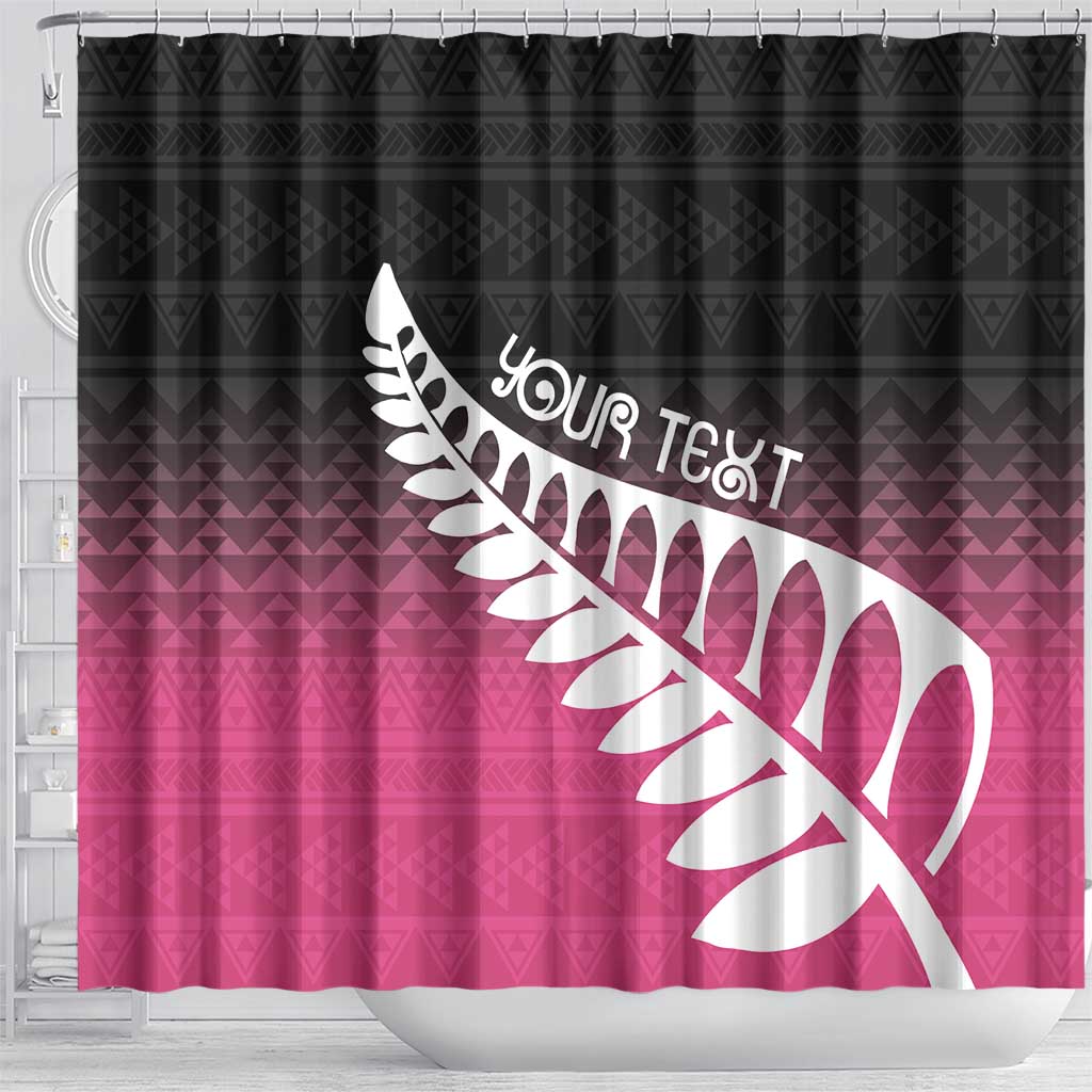 Pink Silver Fern Spirit Taniko Tukutuku Personalised Shower Curtain LT9 - Polynesian Pride