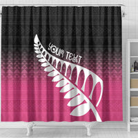 Pink Silver Fern Spirit Taniko Tukutuku Personalised Shower Curtain LT9 - Polynesian Pride