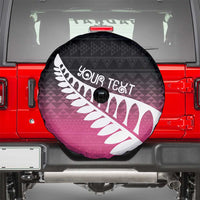 Pink Silver Fern Spirit Taniko Tukutuku Personalised Spare Tire Cover