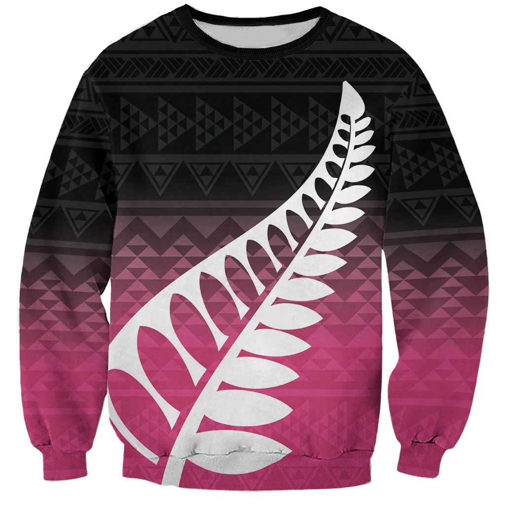 Pink Silver Fern Spirit Taniko Tukutuku Personalised Sweatshirt
