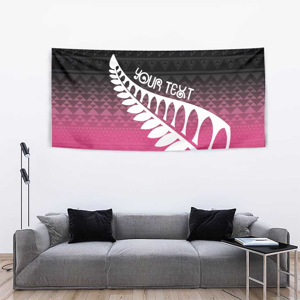 Pink Silver Fern Spirit Taniko Tukutuku Personalised Tapestry