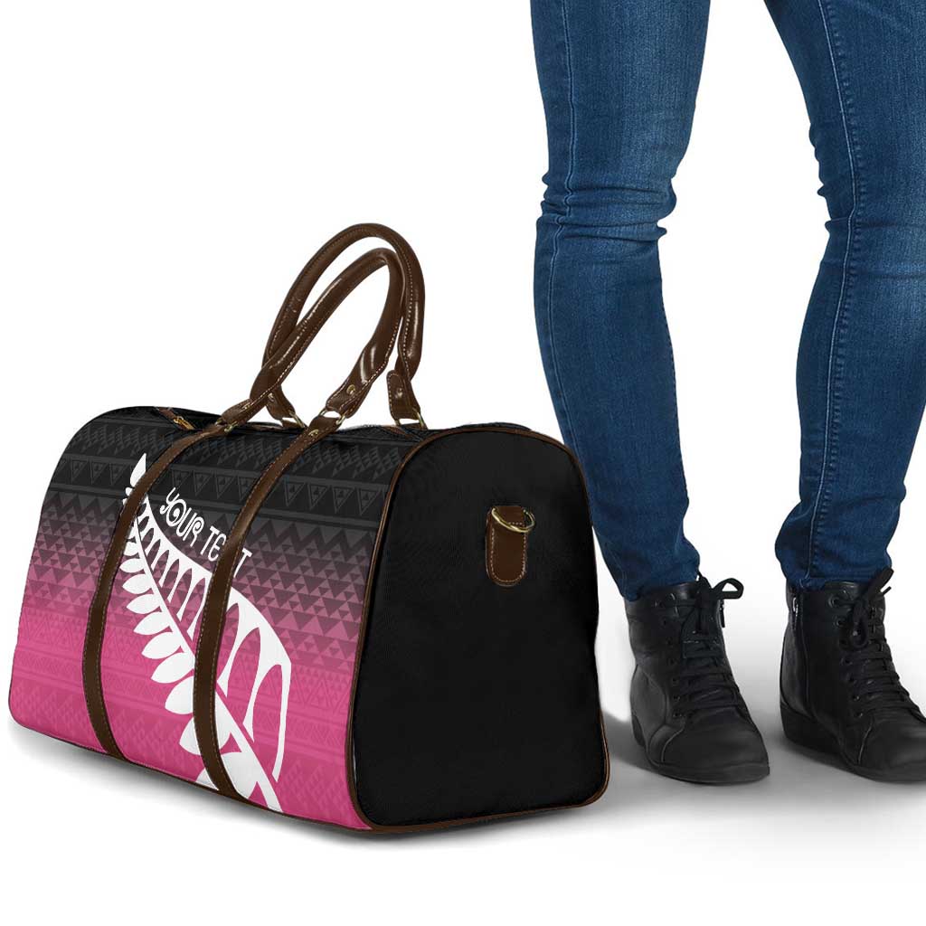 Pink Silver Fern Spirit Taniko Tukutuku Personalised Travel Bag - Polynesian Pride
