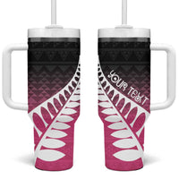 Pink Silver Fern Spirit Taniko Tukutuku Personalised Tumbler With Handle