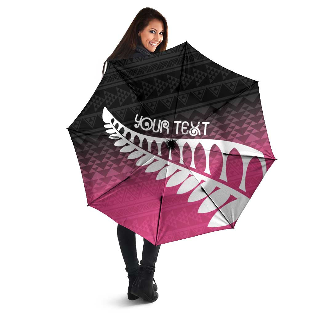 Pink Silver Fern Spirit Taniko Tukutuku Personalised Umbrella - Polynesian Pride