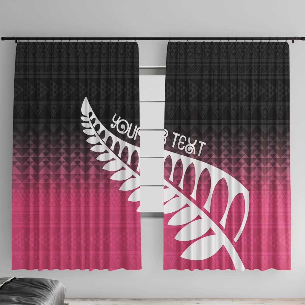 Pink Silver Fern Spirit Taniko Tukutuku Personalised Window Curtain LT9 With Hooks Pink - Polynesian Pride