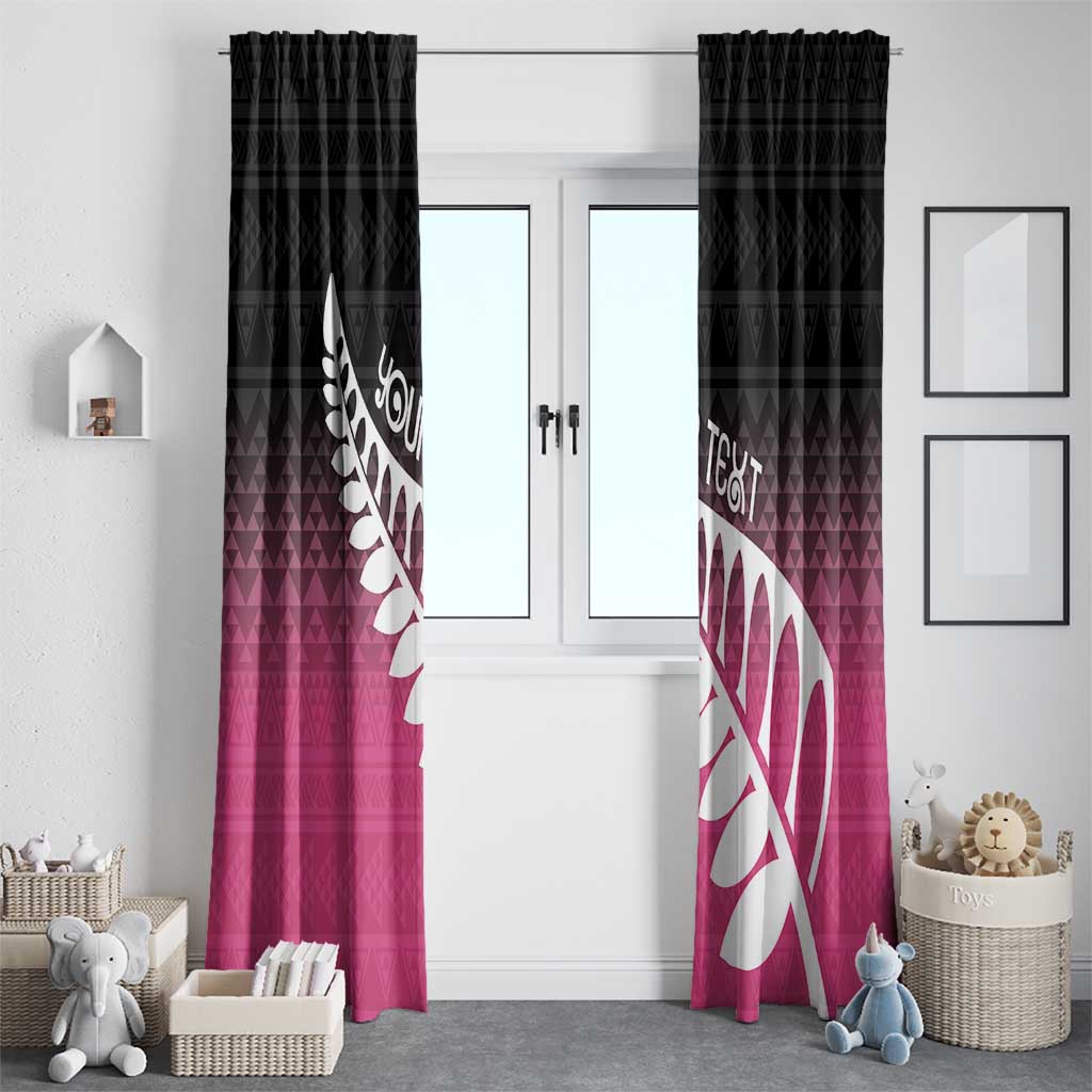 Pink Silver Fern Spirit Taniko Tukutuku Personalised Window Curtain