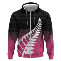 Pink Silver Fern Spirit Taniko Tukutuku Personalised Zip Hoodie