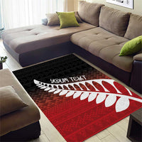 Red Silver Fern Spirit Taniko Tukutuku Personalised Area Rug