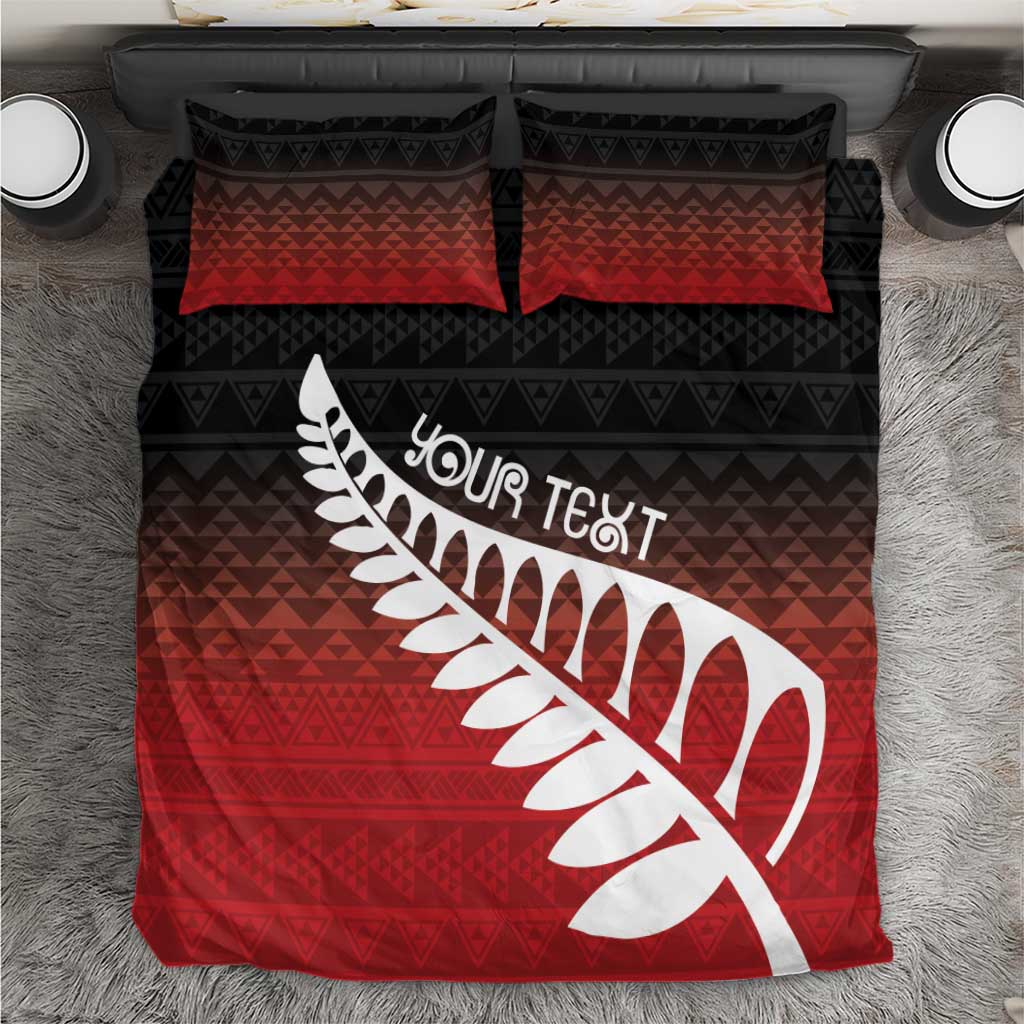 Red Silver Fern Spirit Taniko Tukutuku Personalised Bedding Set LT9 Red - Polynesian Pride