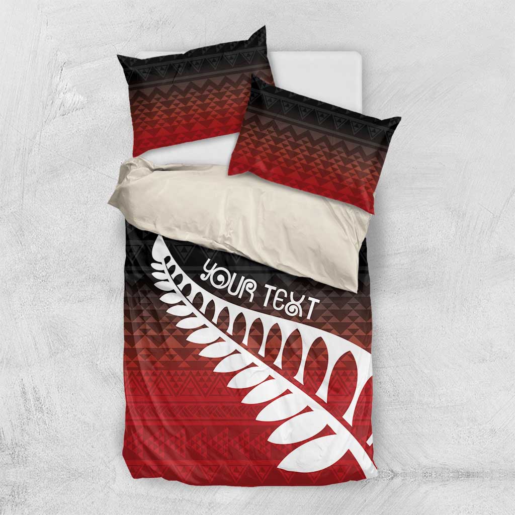 Red Silver Fern Spirit Taniko Tukutuku Personalised Bedding Set