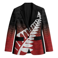 Red Silver Fern Spirit Taniko Tukutuku Personalised Blazer - Polynesian Pride