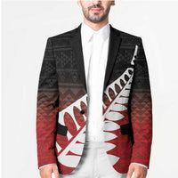 Red Silver Fern Spirit Taniko Tukutuku Personalised Blazer - Polynesian Pride