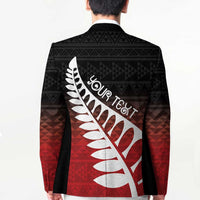 Red Silver Fern Spirit Taniko Tukutuku Personalised Blazer - Polynesian Pride