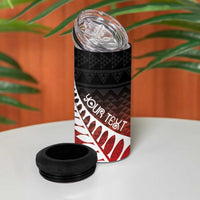 Red Silver Fern Spirit Taniko Tukutuku Personalised 4 in 1 Can Cooler Tumbler