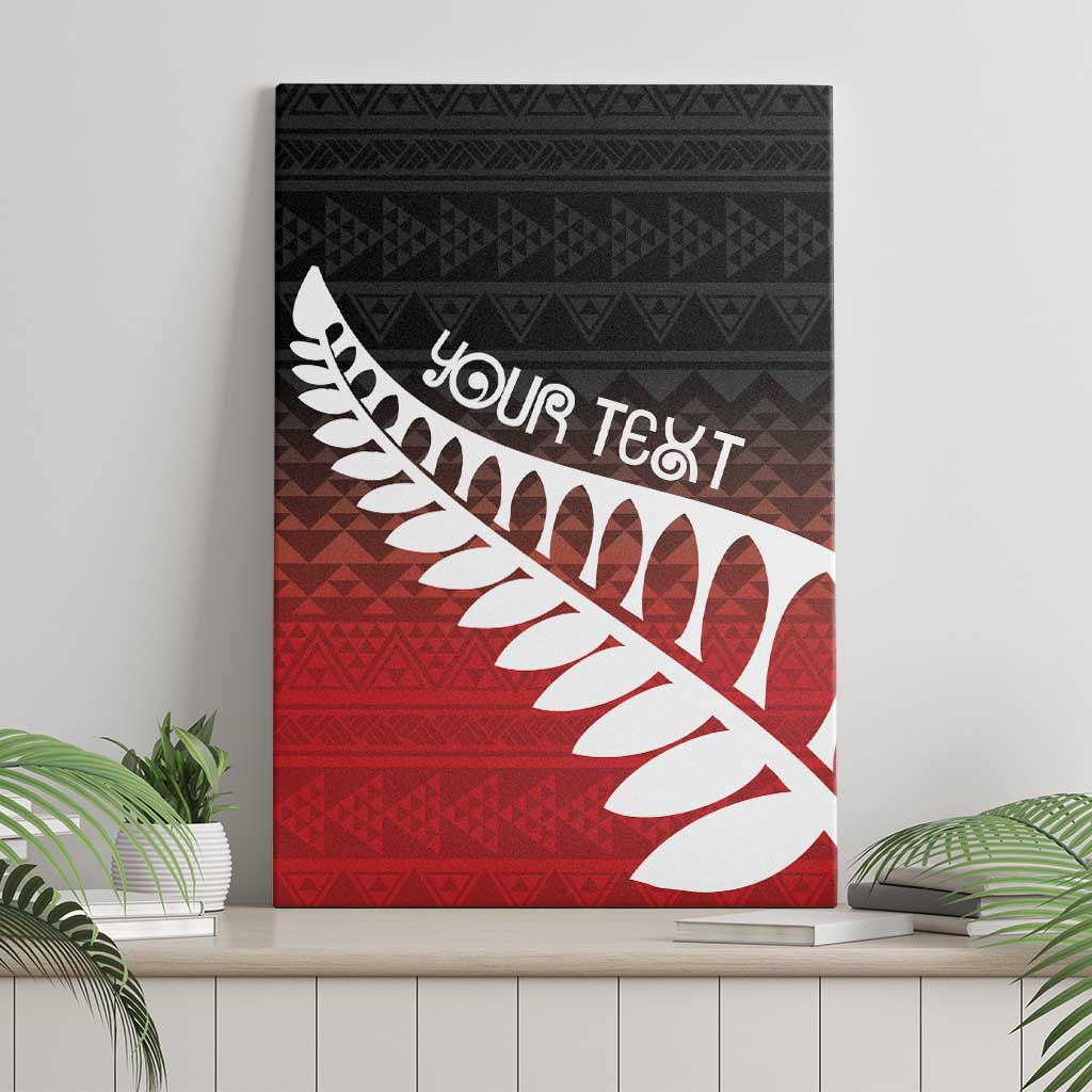 Red Silver Fern Spirit Taniko Tukutuku Personalised Canvas Wall Art