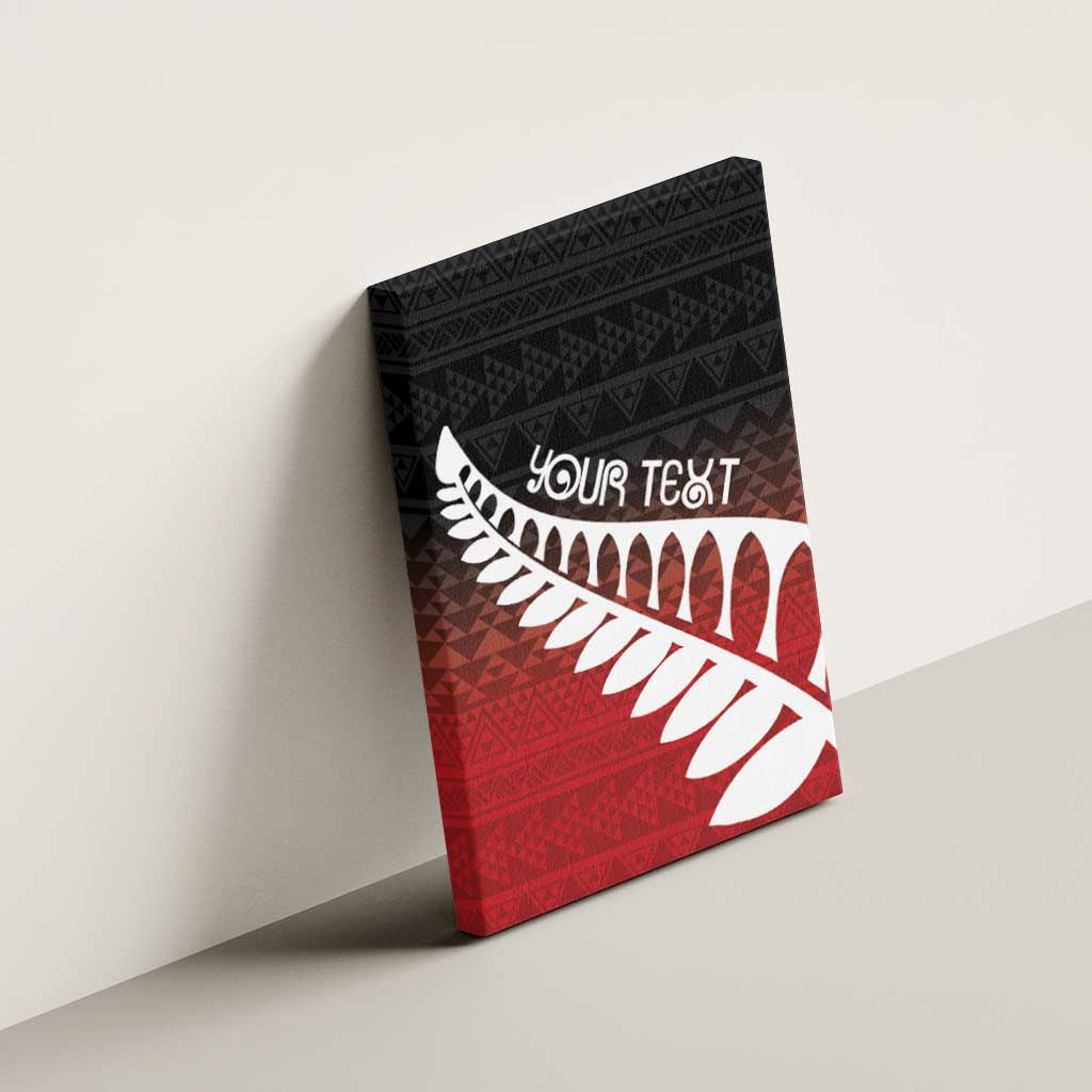 Red Silver Fern Spirit Taniko Tukutuku Personalised Canvas Wall Art