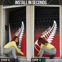 Red Silver Fern Spirit Taniko Tukutuku Personalised Door Cover - Polynesian Pride