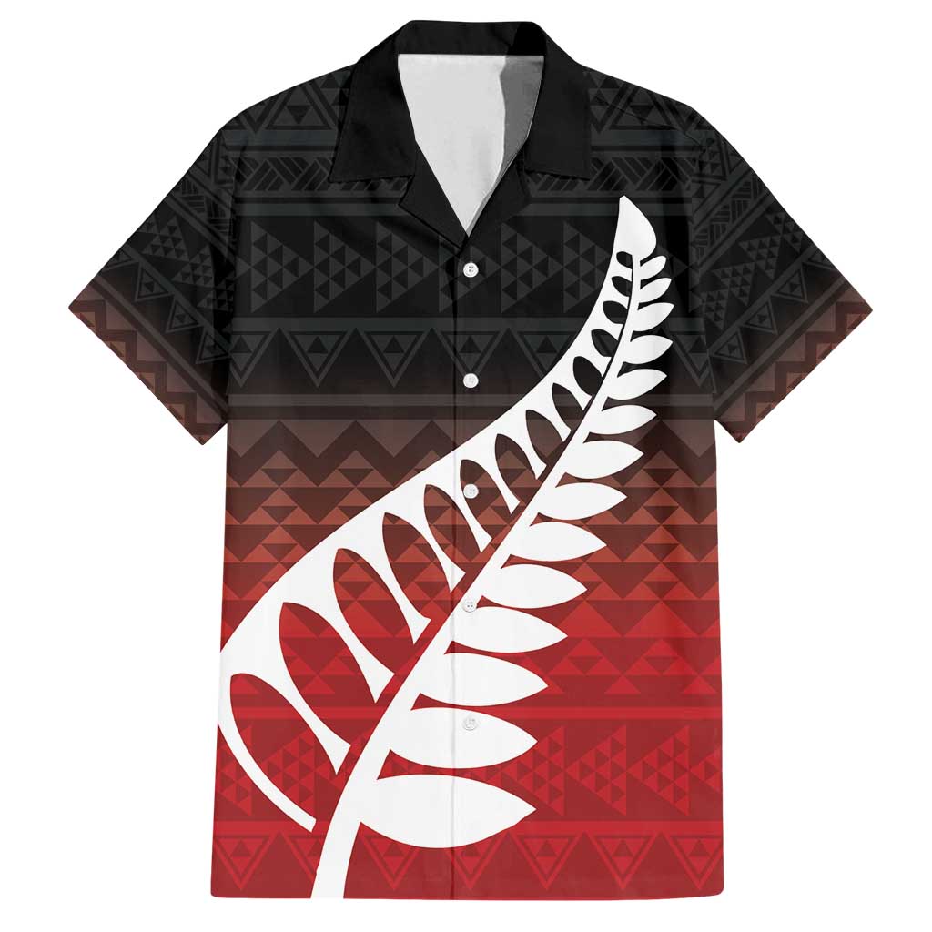 Red Silver Fern Spirit Taniko Tukutuku Personalised Family Matching Long Sleeve Bodycon Dress and Hawaiian Shirt LT9 Dad's Shirt - Short Sleeve Red - Polynesian Pride