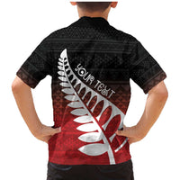 Red Silver Fern Spirit Taniko Tukutuku Personalised Family Matching Mermaid Dress and Hawaiian Shirt