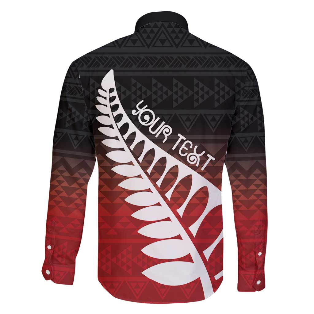 Red Silver Fern Spirit Taniko Tukutuku Personalised Family Matching Mermaid Dress and Hawaiian Shirt