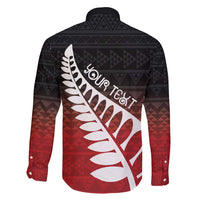Red Silver Fern Spirit Taniko Tukutuku Personalised Family Matching Mermaid Dress and Hawaiian Shirt