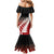 Red Silver Fern Spirit Taniko Tukutuku Personalised Family Matching Mermaid Dress and Hawaiian Shirt