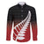 Red Silver Fern Spirit Taniko Tukutuku Personalised Family Matching Off The Shoulder Long Sleeve Dress and Hawaiian Shirt