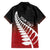 Red Silver Fern Spirit Taniko Tukutuku Personalised Family Matching Short Sleeve Bodycon Dress and Hawaiian Shirt