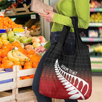Red Silver Fern Spirit Taniko Tukutuku Personalised Grocery Bag