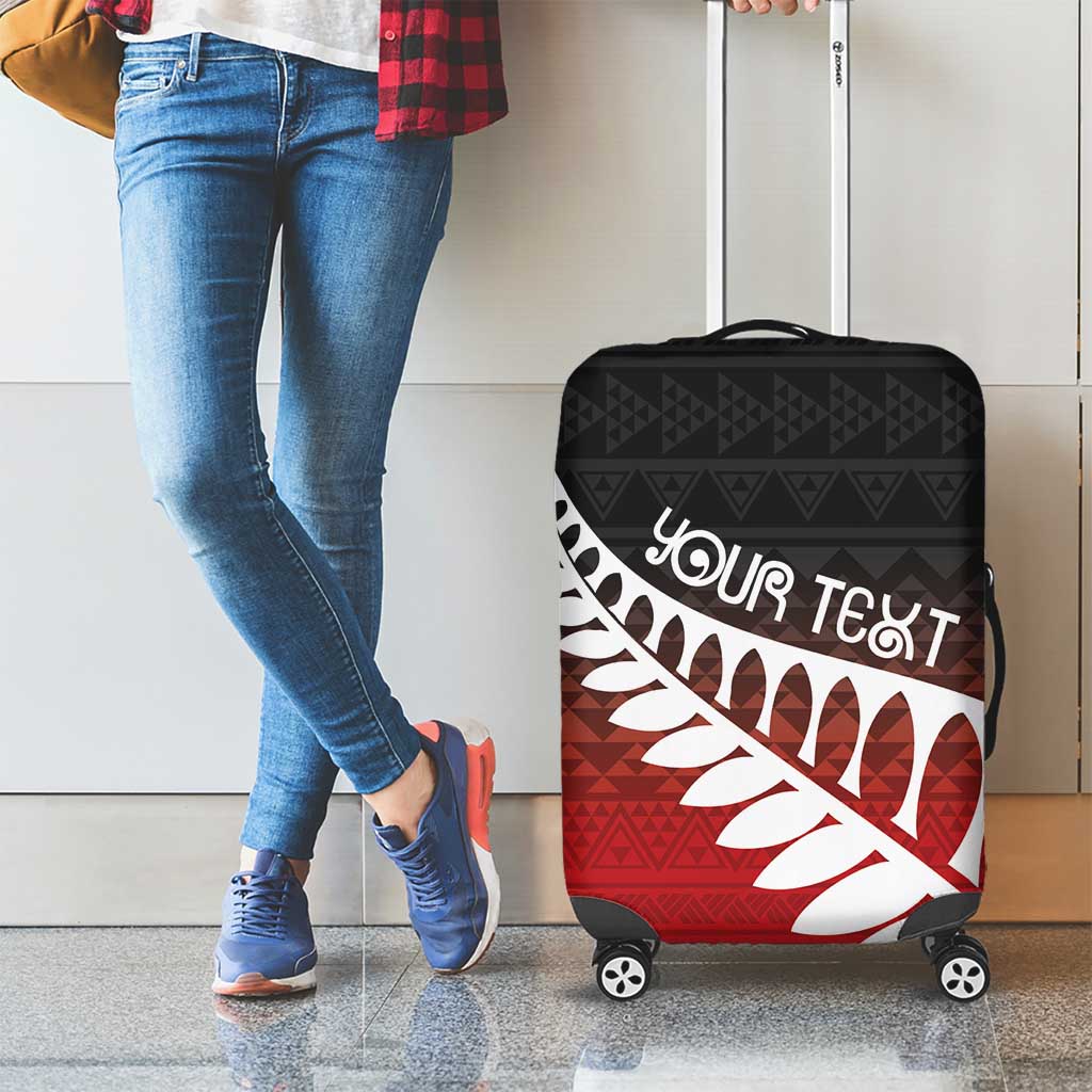 Red Silver Fern Spirit Taniko Tukutuku Personalised Luggage Cover