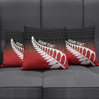 Red Silver Fern Spirit Taniko Tukutuku Personalised Pillow Cover - Polynesian Pride