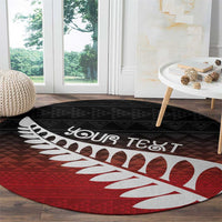 Red Silver Fern Spirit Taniko Tukutuku Personalised Round Carpet LT9 - Polynesian Pride