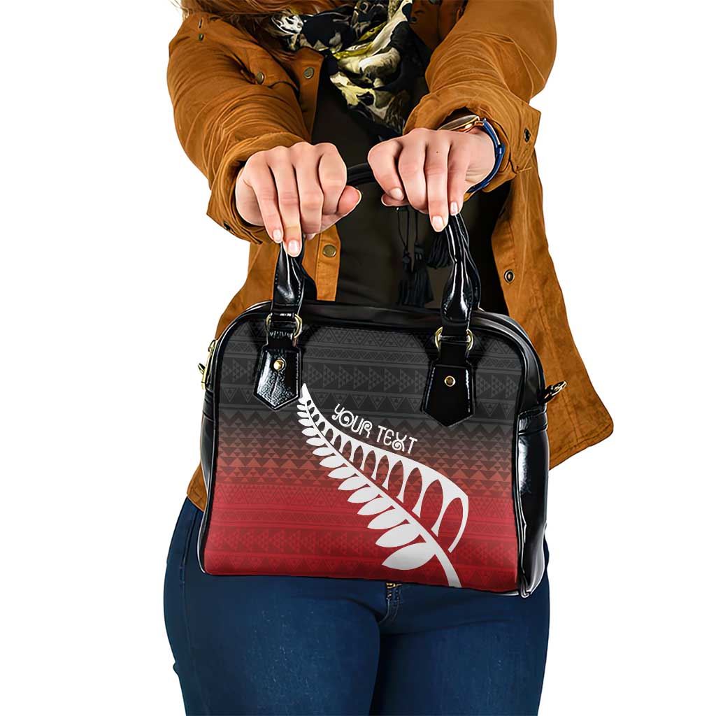 Red Silver Fern Spirit Taniko Tukutuku Personalised Shoulder Handbag LT9 One Size Red - Polynesian Pride