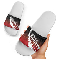 Red Silver Fern Spirit Taniko Tukutuku Personalised Slide Sandals - Polynesian Pride